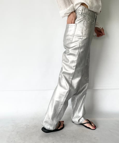 Silver Foil Denim Pants