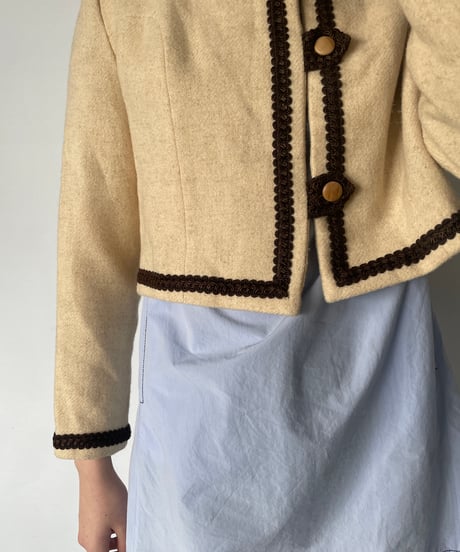 60-70s Europe Piping Short Jacket