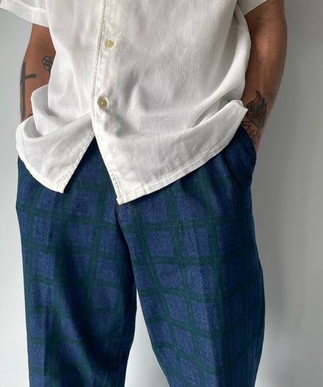 80s Checked denim trousers