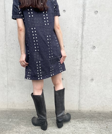cut work lace mini dress