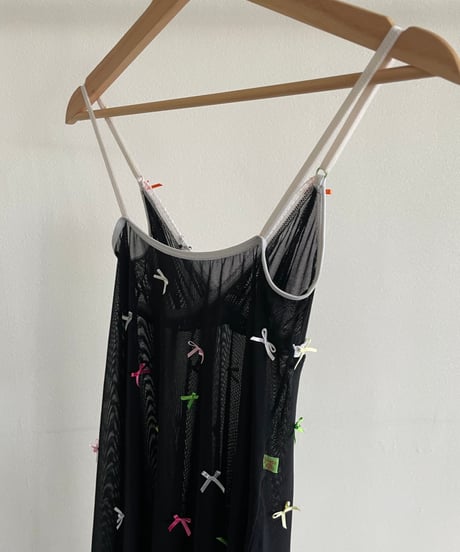mesh dress with colorful bows