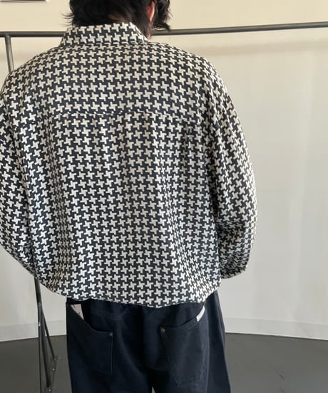 90s Houndstooth silk shirt