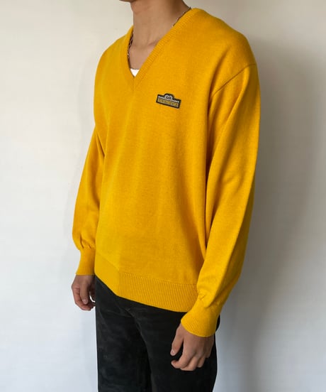 Europe Vintage Yellow V-neck Knit