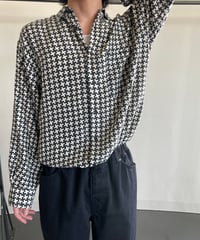90s Houndstooth silk shirt