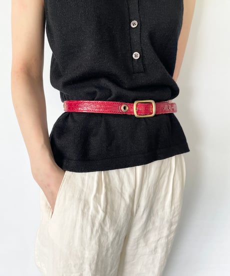 MADE IN FRANCE red crocodile leather belt