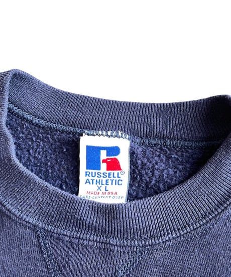 90s RUSSELL ATHLETIC sweat shirt NAVY XL