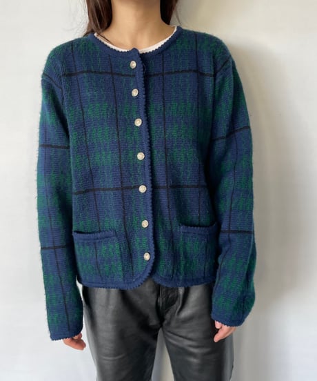 Tally Ho Green Check Cardigan