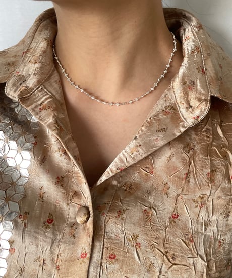DEAD STOCK Vitage Italy 925 tiny chain necklace Flower 13