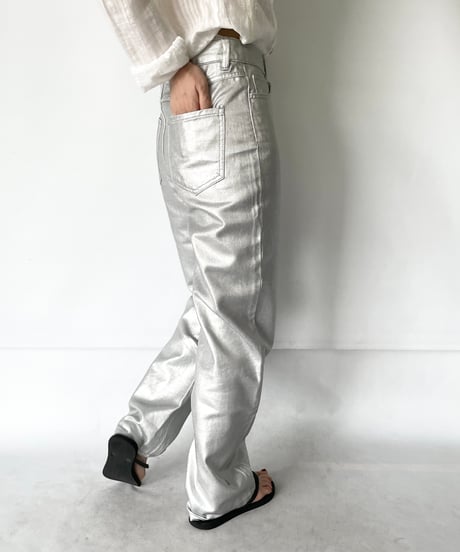 Silver Foil Denim Pants