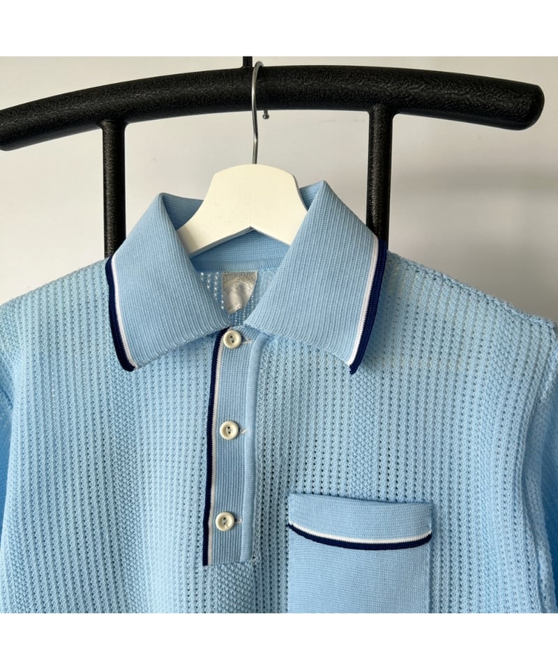 70s~80s Mesh Knit Polo | Clout