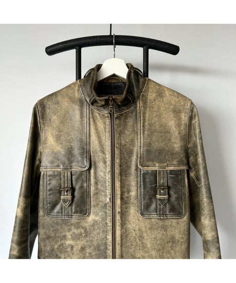 Vintage Stand Collar Leather Jacket