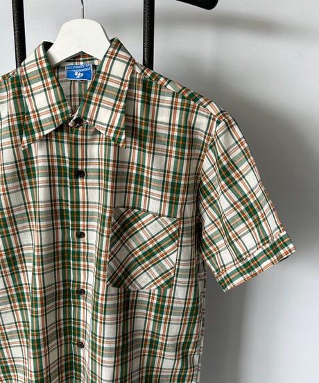 70s madras check s/s shirt 40
