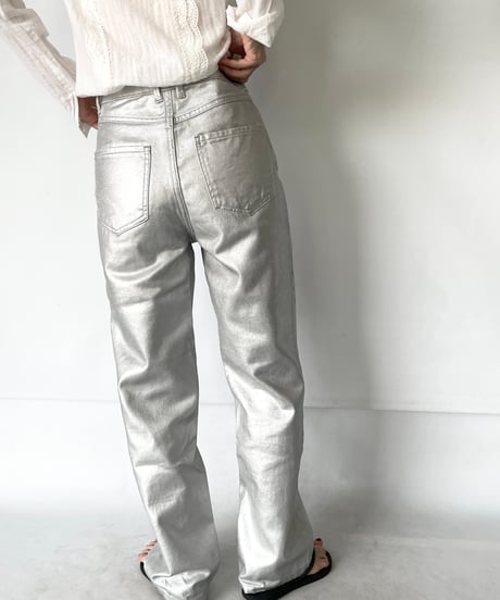 Silver Foil Denim Pants