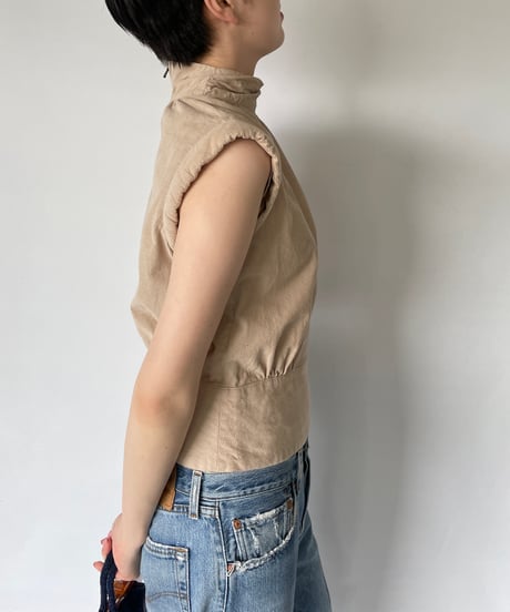 Back Zip High Neck Tops