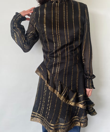 Frill Golden Stripe Dress