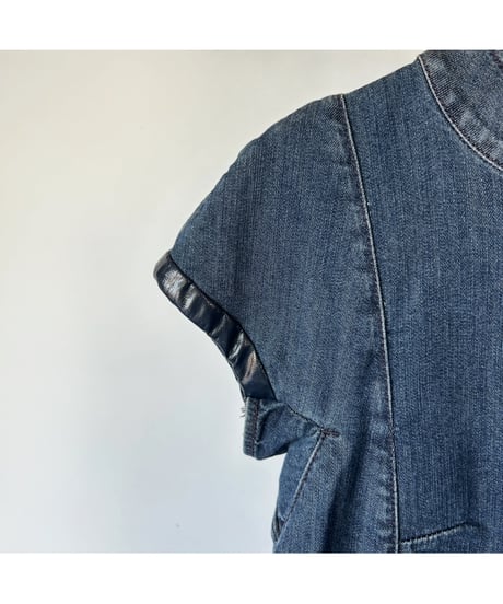 MADE IN ITALY "back button denim tops"