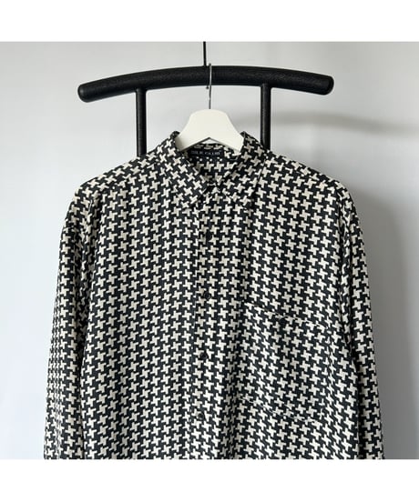 90s Houndstooth silk shirt