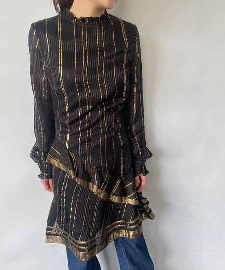Frill Golden Stripe Dress