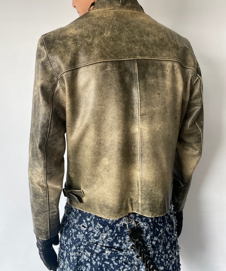 Vintage Stand Collar Leather Jacket
