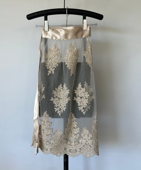 euro vintage lace warp skirt