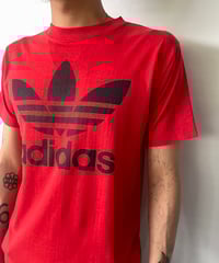 80s adidas trefoil logo s/s tee M(38-40) MADE IN USA