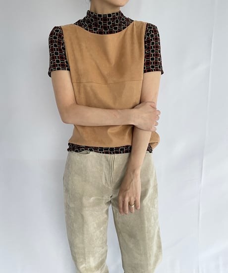 Faux suede side zip Vest