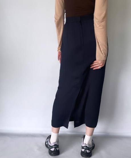 70-80s VINTAGE Stripe Slit Skirt "navy"