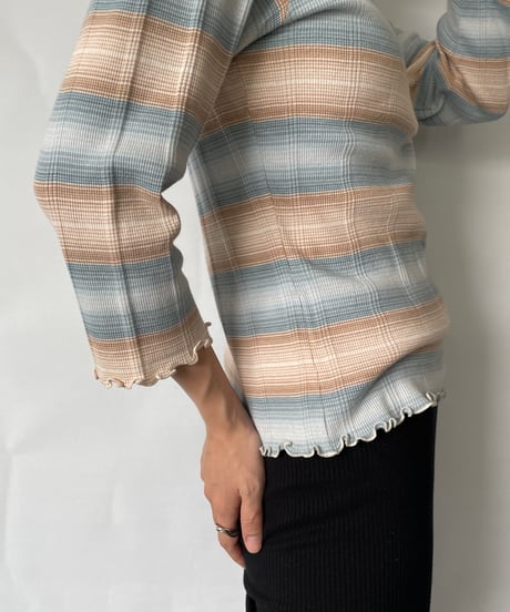 Henley neck ruffle tops