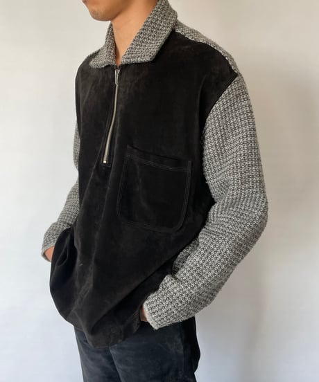 90s Suede×Wool Knit Pullover