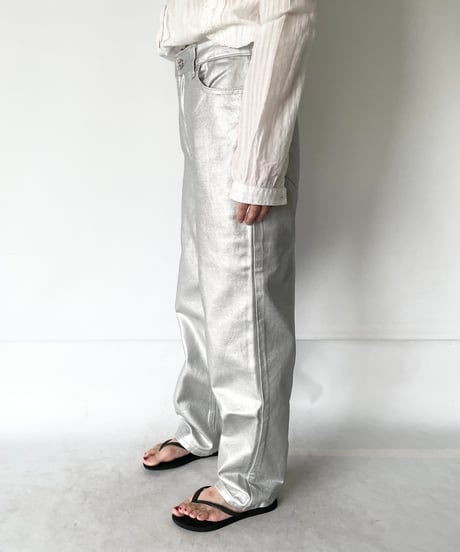 Silver Foil Denim Pants