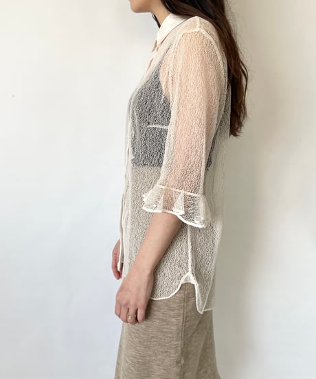 see-through ruffle shirt