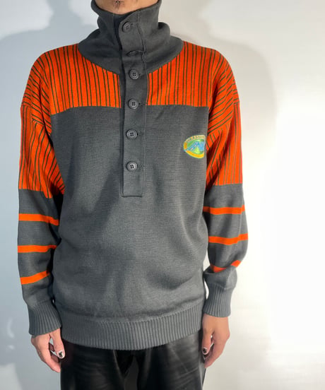 Europe High Neck Button Knit