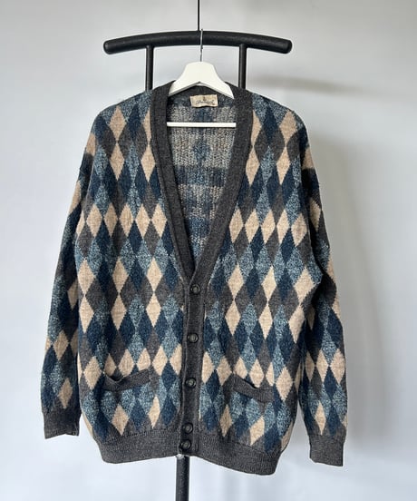 80s Argyle check Cardigan