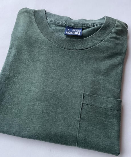 90s made in usa "HONORS" pocket s/s tee L