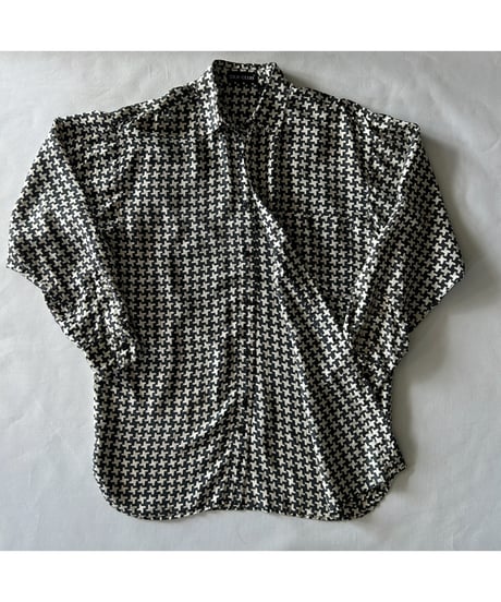 90s Houndstooth silk shirt