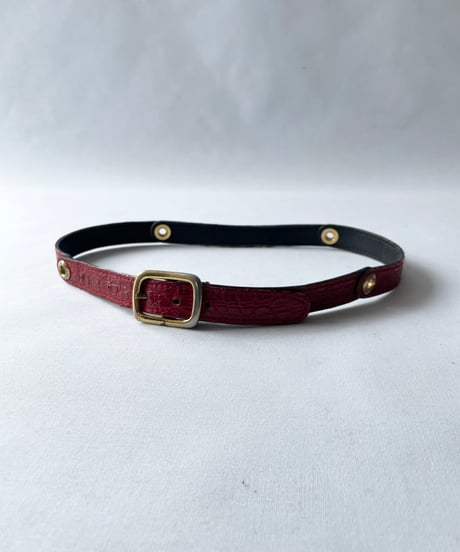 MADE IN FRANCE red crocodile leather belt