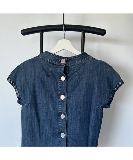 MADE IN ITALY "back button denim tops"