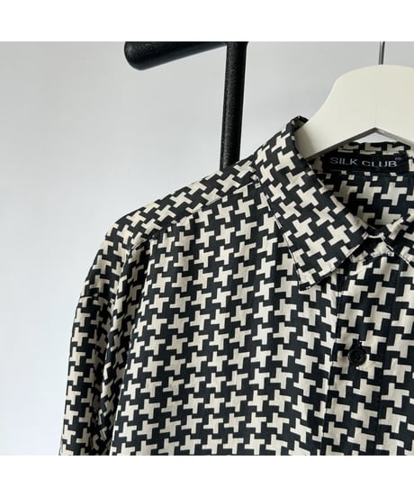 90s Houndstooth silk shirt