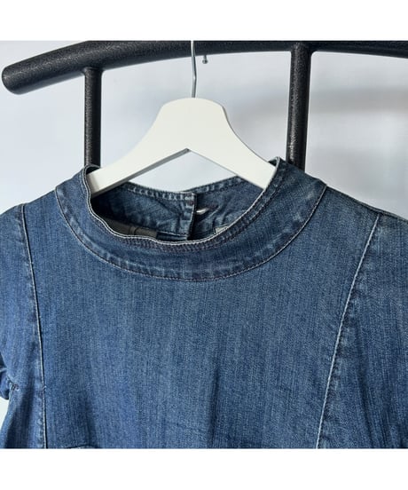 MADE IN ITALY "back button denim tops"