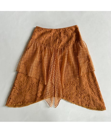 Asymmetrical flower lace skirt