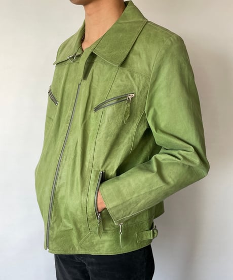 70s~80s Light Green Leather Jacket