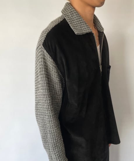 90s Suede×Wool Knit Pullover