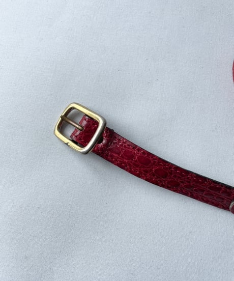 MADE IN FRANCE red crocodile leather belt