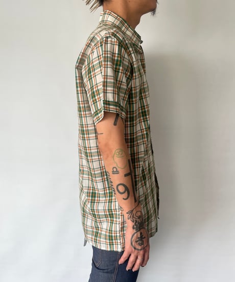 70s madras check s/s shirt 40