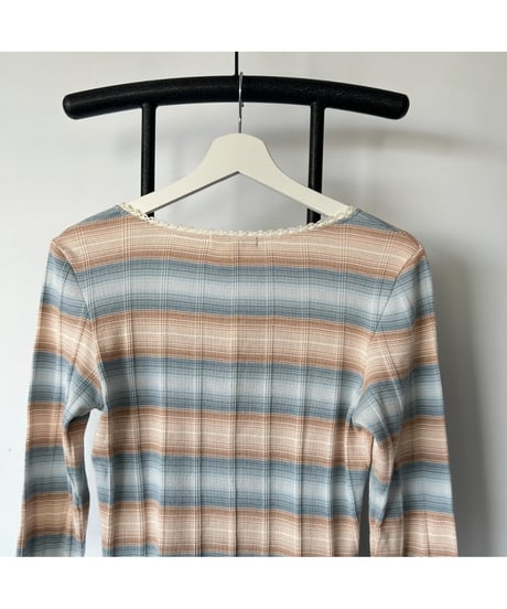 Henley neck ruffle tops