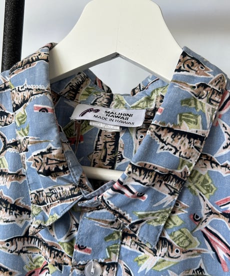 MALIHINI HAWAII R/C pullover s/s ALOHA shirt L