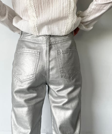 Silver Foil Denim Pants