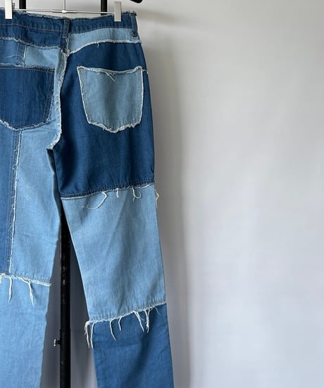 euro vintage patch work denim pant