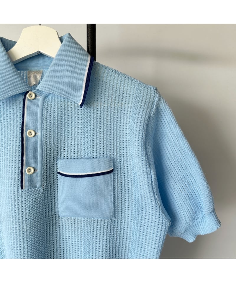 70s~80s Mesh Knit Polo | Clout