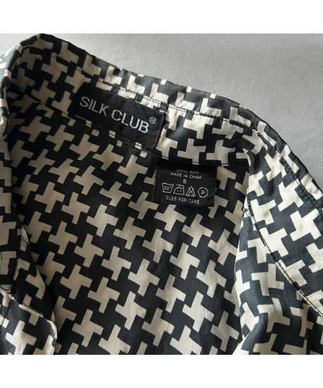 90s Houndstooth silk shirt